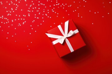 Sticker - Blank gift box open red red background illuminated.  Image by rawpixel.