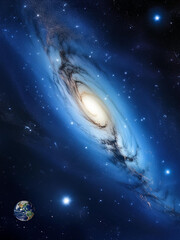 earth with blue nebular in space