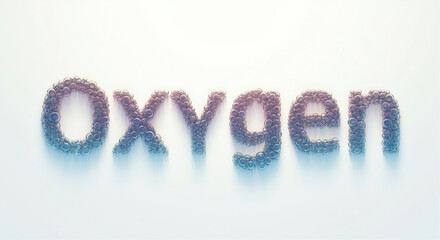 Wall Mural - oxygen text art display with scientific elements representing chemistry and biology in a modern styl