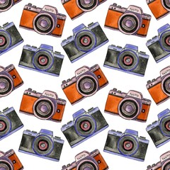 Retro camera watercolor pattern