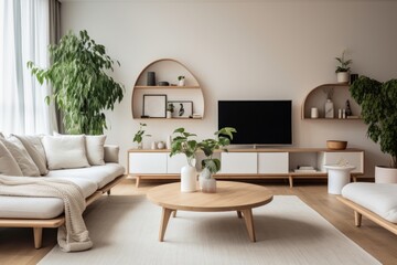 Sticker - Living room minimalism architecture furniture building.