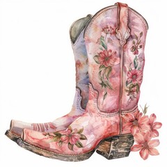 Sticker - Floral watercolor cowboy boots