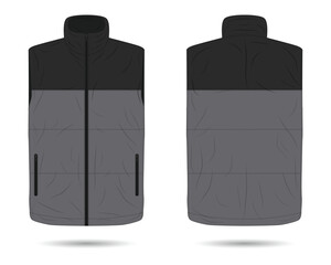 Canvas Print - Black and grey padded vest mockup front and back view