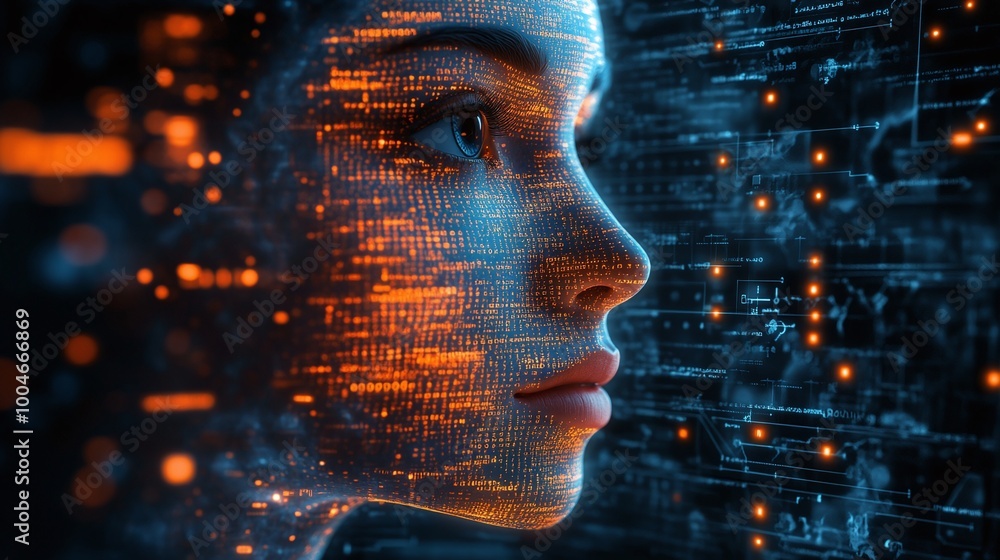 advanced AI recognition concept with a futuristic interface processing ...