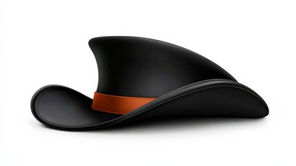 Black Pirate Hat with Orange Band: A classic, pirate-style hat with a wide brim and a distinctive, angular crown.