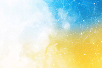 abstract network design with soft yellow and blue gradient on a white background with connected points creating a subtle web effect
