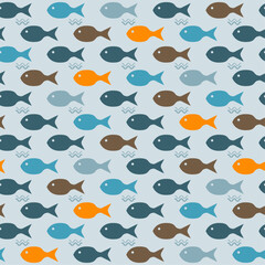 Fototapete - Background of colorful fish. Light background and identical fish.