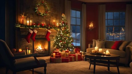 christmas tree decoration with fireplace