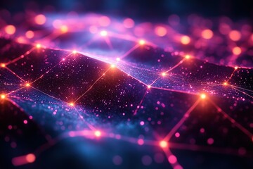 A computer generated image of a purple and blue background with a pink