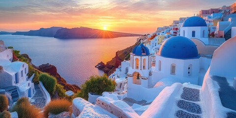 Traditional Orthodox Church on Paros Island, Greece - Iconic White Walls, Blue Domes, Full Moon Blue Hour, Serene Cyclades Landscape, Spiritual and Cultural Tourism Destination