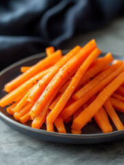 A plate of freshly sliced raw carrots.