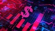 © Pixel Mind - A striking representation of digital finance showcasing market trends and a dollar symbol indicating economic activity