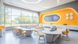 © Anthichada - Futuristic classroom with table of the future. Capture the advanced and vibrant atmosphere