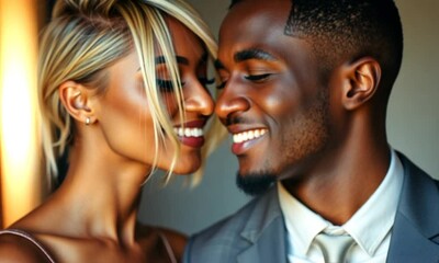 Wall Mural - a couple loses themselves in a tender kiss, radiating love and passion. the soft lighting enhances t