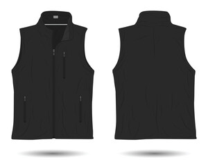 Wall Mural - Black modern vest mockup front and back view