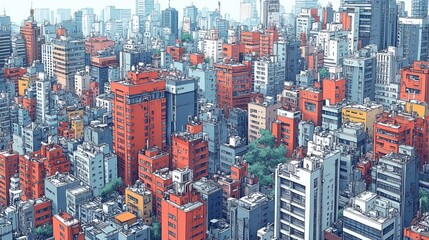  An artistic illustration of an urban city harmoniously blending with lush greenery, showcasing the beauty of a concrete jungle where nature and modern architecture thrive together