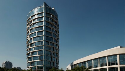 Wall Mural - Mode Gakuen Cocoon Tower against a blue sky.