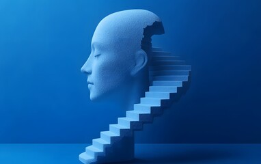 abstract human head with stairs