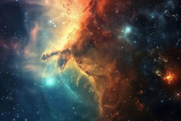 Wall Mural - a colorful space scene with a purple cloud in the middle. generative ai image