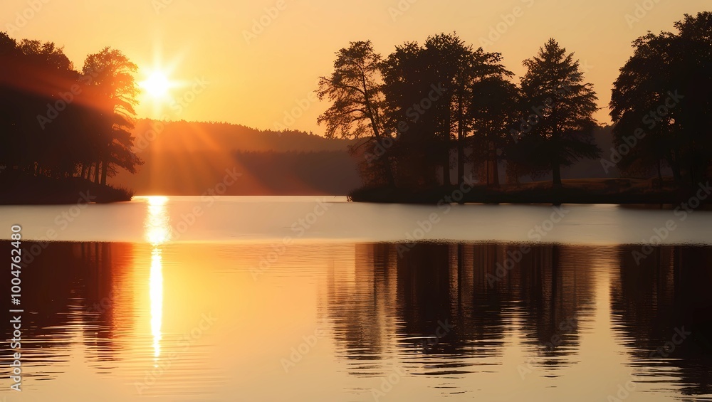 Reflections of Beauty A Digital Image of a Quiet Lake in the Forest