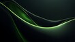 © lara - Abstract green glowing waves on a dark background.