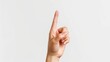 © practice  - Hand with her index finger pointing up on a white background