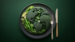 © UA_PM - Earth made of green vegetables on a plate food delivery concept
