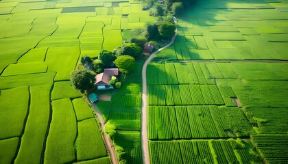 Sticker - Vibrant green soy plant field under a clear blue sky