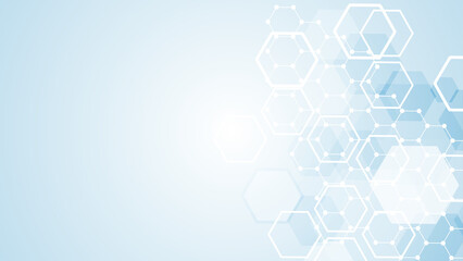 Canvas Print - health care abstract background with hexagons, lines and dots. medical innovation banner template co