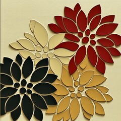 Charming paper craft featuring a floral design in red, tan and blue