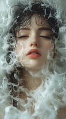 Poster - Woman Relaxing in a Bath of Bubbles