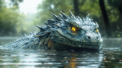 Poster - Mythical Creature: A Spiky Reptile Lurking in the Water