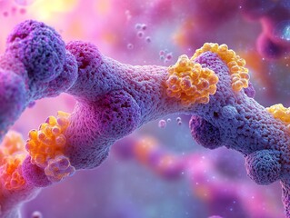 Wall Mural - microscopic view of a cell: a journey into the heart of life