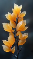 Poster - Golden Leaves Branch Macro Photography