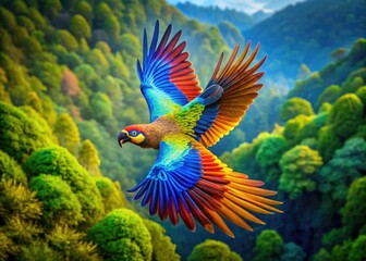 Wall Mural - Colorful Bird Flying Clipart Ideal for Nature Themes, Designs, and Illustrations in Various Projects