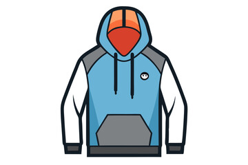 Hoodie Vector Detailed Line Drawing with Front Pocket and Drawstrings