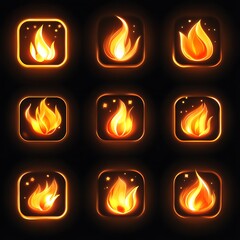 Wall Mural - powerful visuals of fierce fire flames contrasted against a dark background image