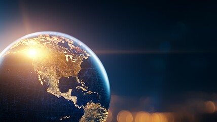 Wall Mural - a globe with the united states and canada lit up
