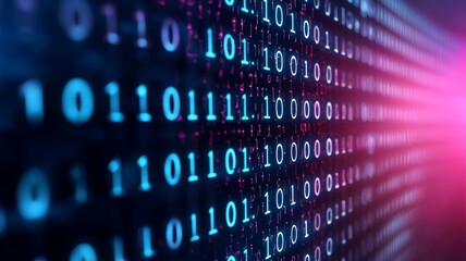 A computer screen with a row of binary numbers
