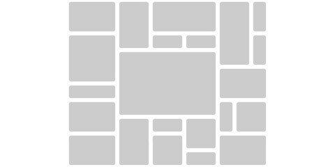 Wall Mural - mosaic montage grid template. visual brick wireframe of geometric blocks layout. composite chaos sha