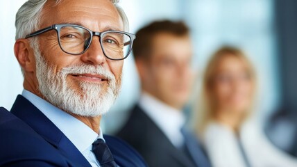 Poster - A man with glasses is smiling at the camera