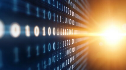 A computer screen with a long line of binary numbers