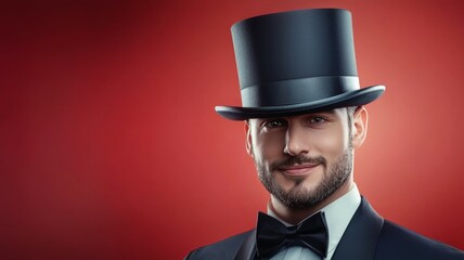 Wall Mural - A man wearing a top hat and a black suit