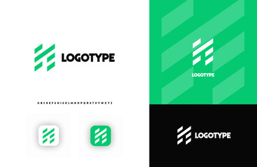 Leinwandbilder - Bold diagonal stripes creating geometric shapes letter N logo for technology, finance, banking, cryptocurrency, corporate branding, architecture, construction, real estate. Vector illustration