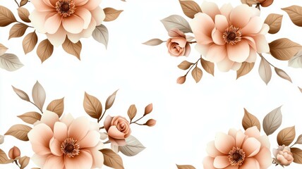 Wall Mural - A floral pattern with a white background