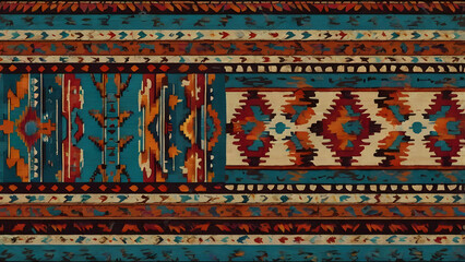 Wall Mural - the navajo nation's ethnic patterns: native american textiles background generative ai