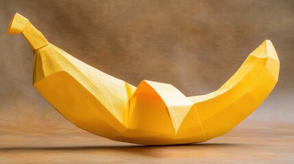 Wall Mural - A banana made of paper is sitting on a table, AI