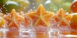 © AIGC JOE - A starfruit slice splashes into a pool of water, creating a vibrant and refreshing scene.