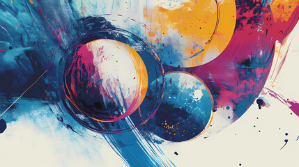 Wall Mural - Ai generated. ai generative. geometric abstract background with circle decoration. space galaxy future modern ink drawing painting. graphic art. Ink Drawing. Illustration