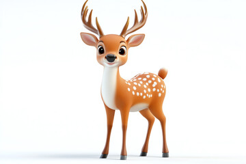 Fototapete - Cute Gentle Deer: A deer standing gracefully against a white background